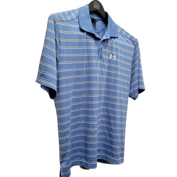 Under Armour Embroidered Logo Striped Polo Shirt Size Medium Excellent Condition - Picture 4 of 10